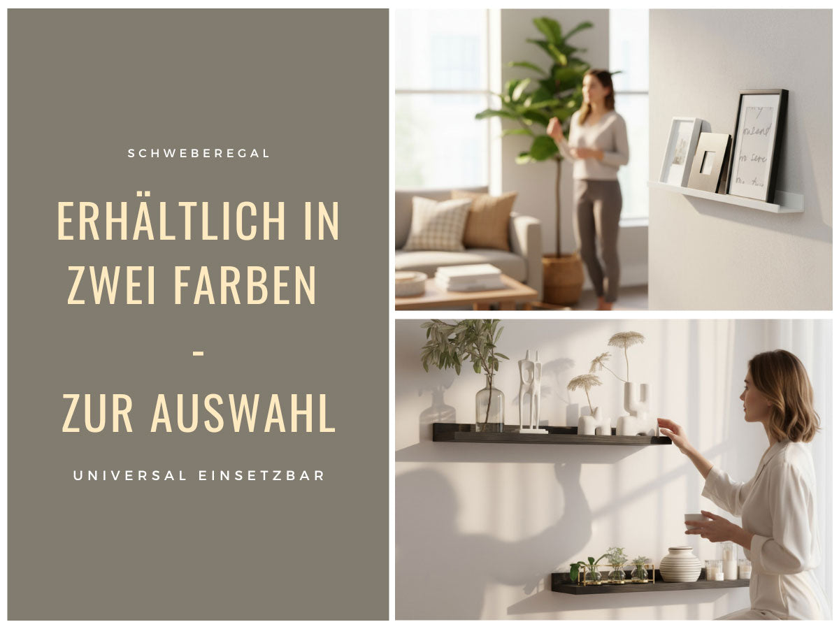 LS-LebenStil Küche & Haushalt Freja Wandregal Schwarz 2er Set 45cm