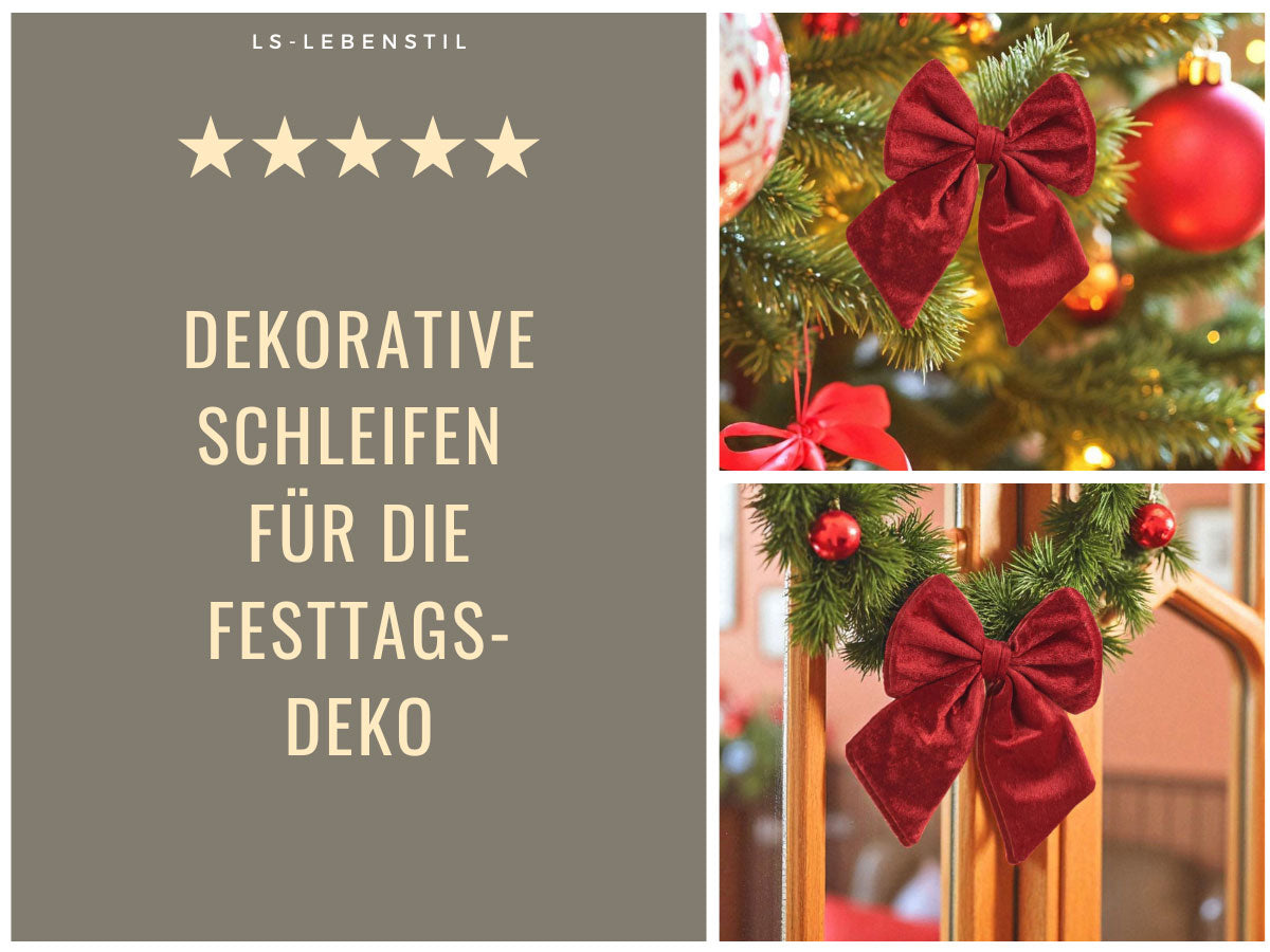 LS-LebenStil XL Weihnachtsschleife Samt Rot 2er Set 17cm