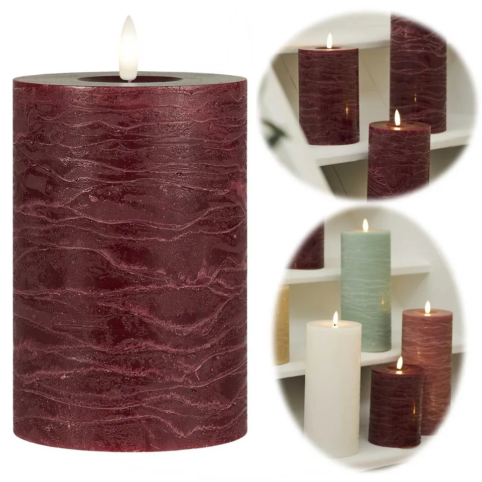 LS-LebenStil IB Laursen LED Stumpenkerze 15cm Rot Echtwachs