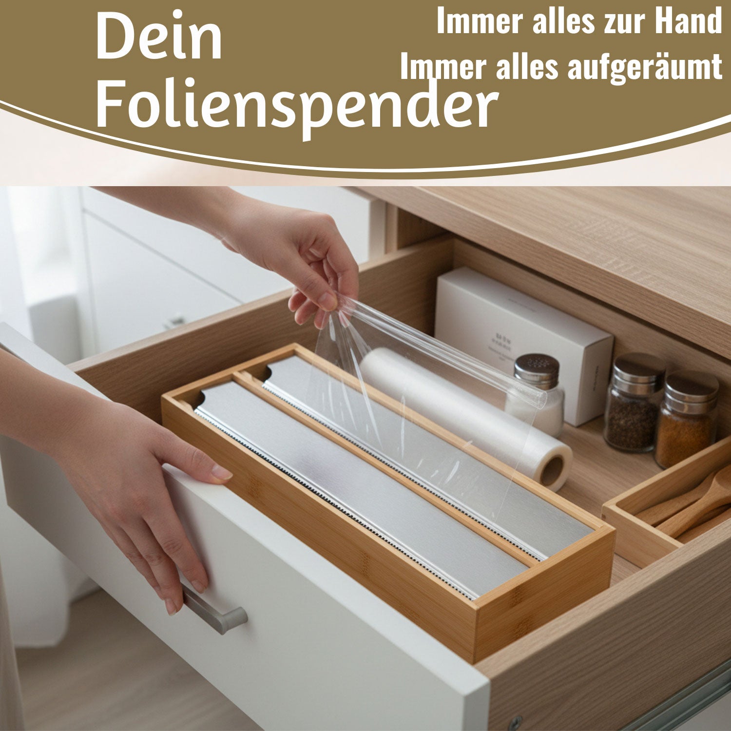 LS-LebenStil Folienspender Bambus 2-fach 35x13cm