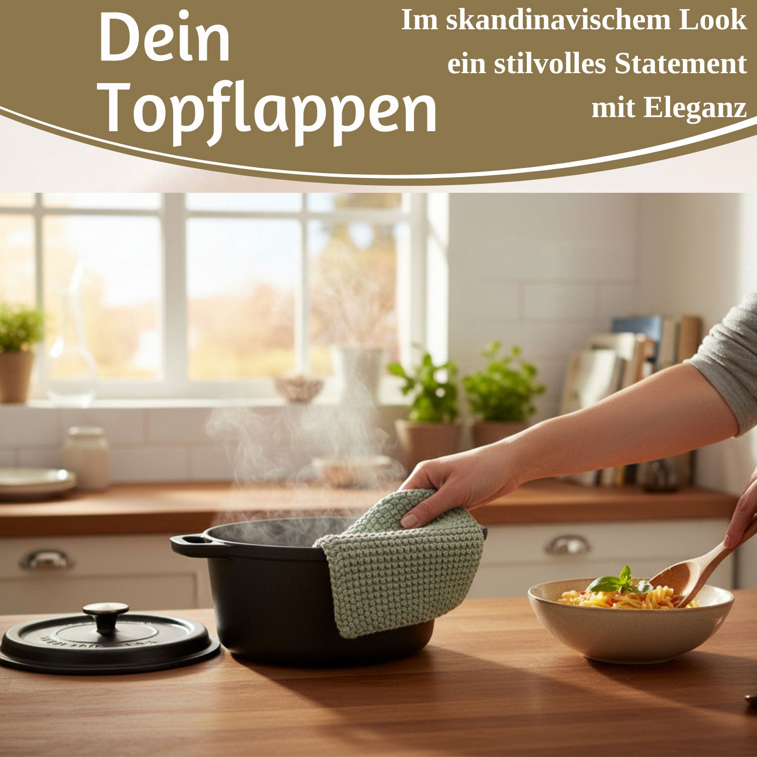 LS-LebenStil Mynte Topflappen Baumwolle staubig grün 22 cm