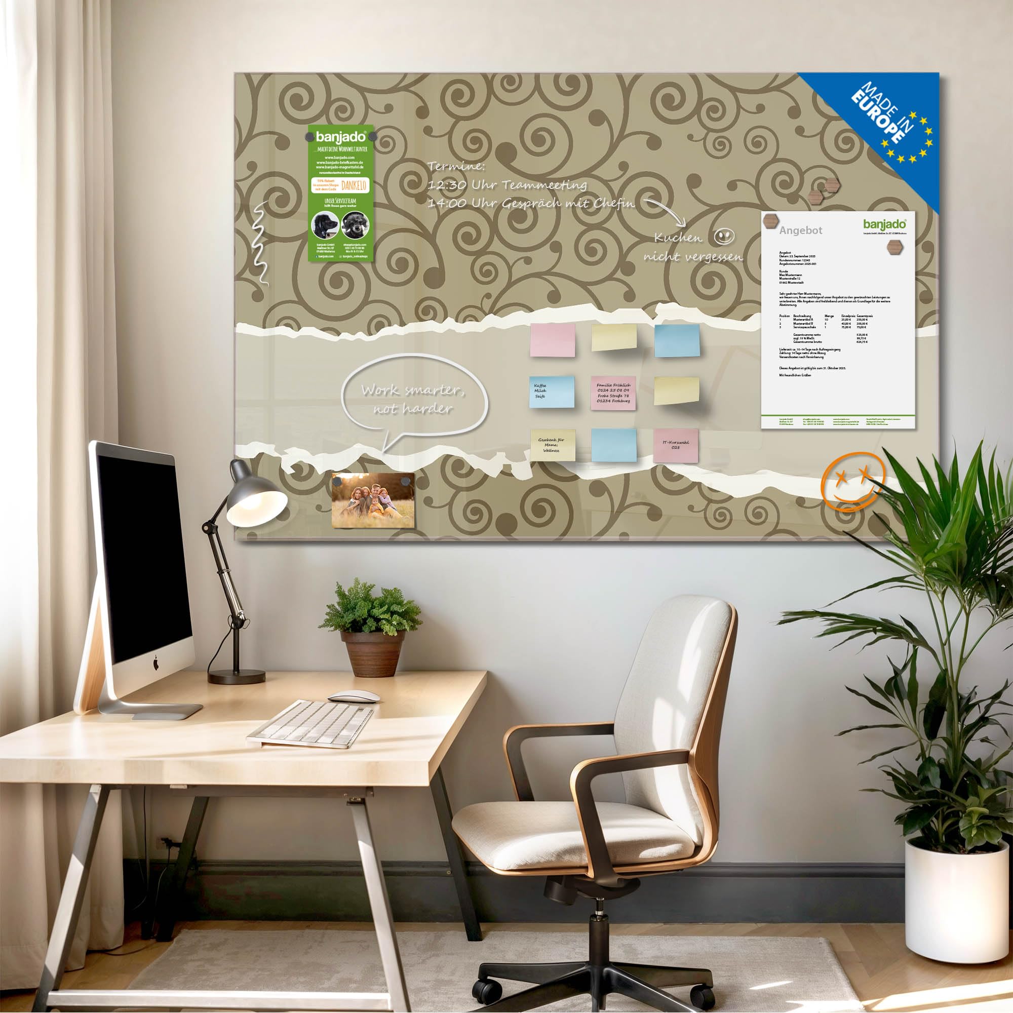 Banjado Magnettafel Kringel Glasboard 120x80 abstrakt