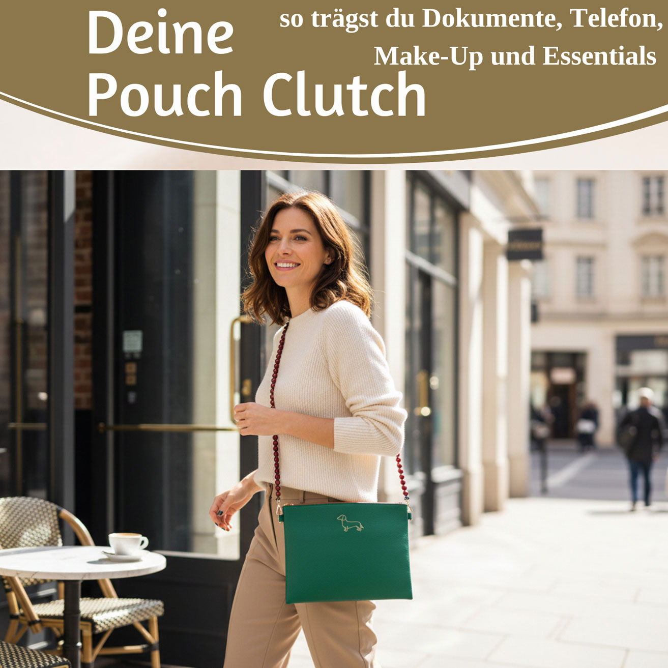 Mimi's Glow Stella Clutch Dackel XL 30cm Grün PU-Leder