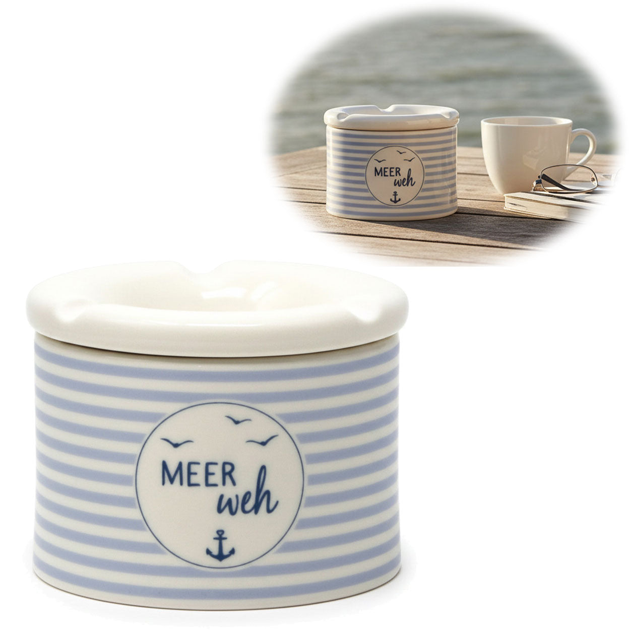 LS-LebenStil Küche & Haushalt Sturmaschenbecher Meer-Weh 10cm