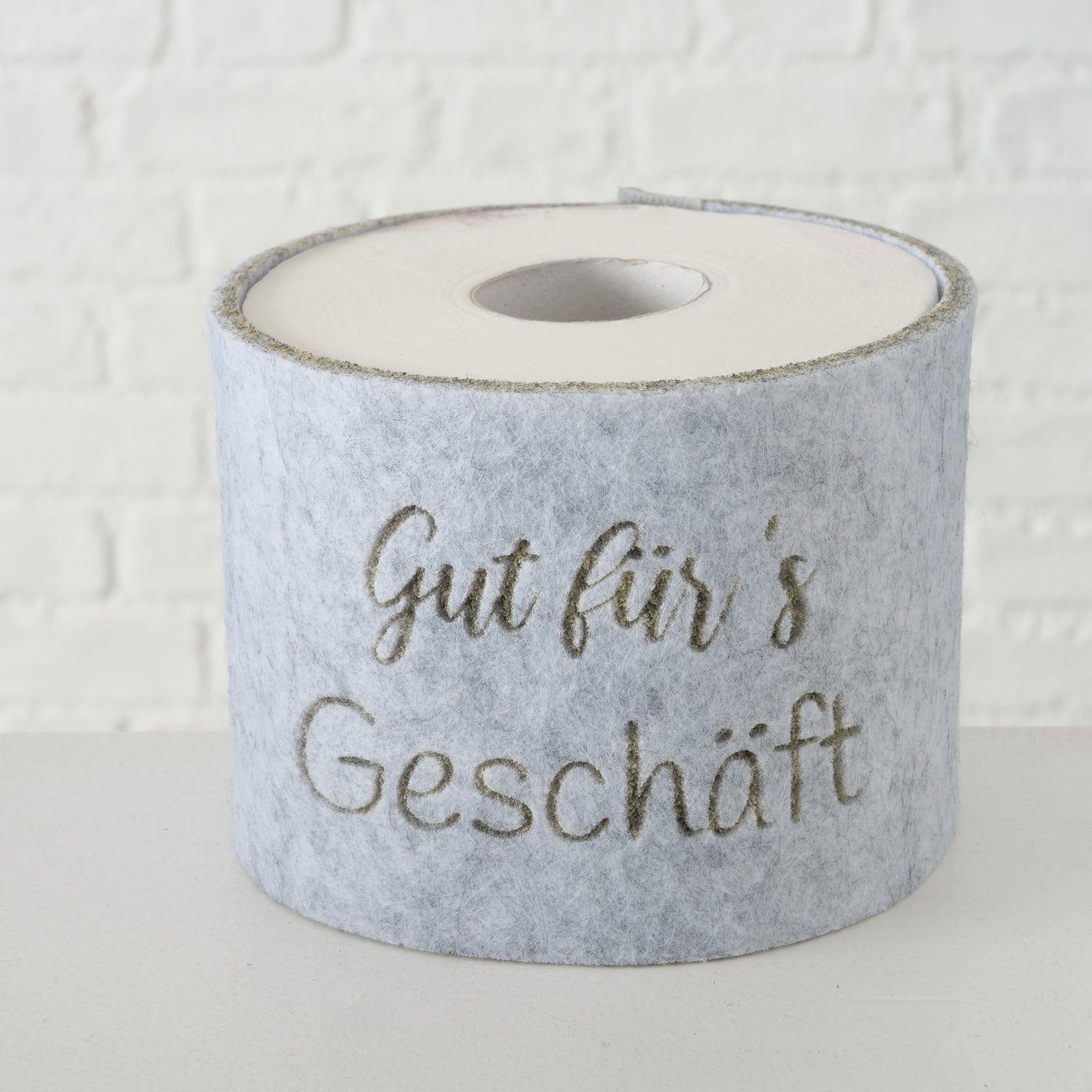 LS-LebenStil Gut fürs Geschäft Klopapierhut Filz Blau-Grau 42x10cm