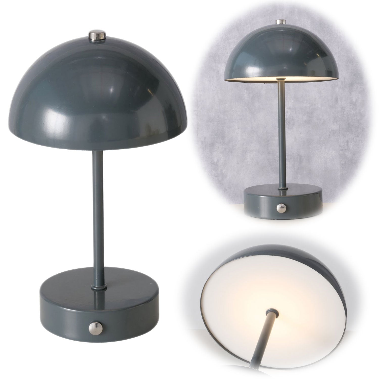 LS-LebenStil LED Tischlampe Grau 25cm Touch Dimmbar