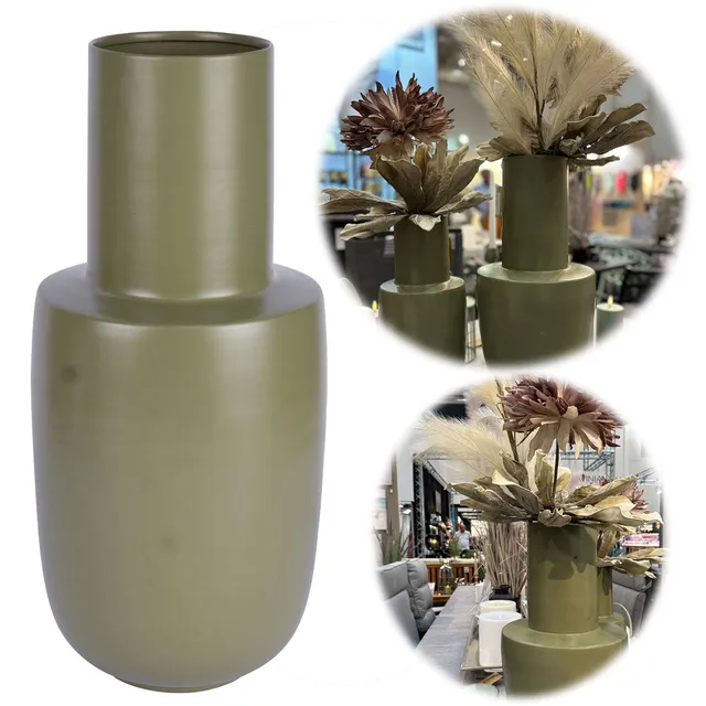 LS-LebenStil Odense Bodenvase Alu 40cm Oliv Grün Matt