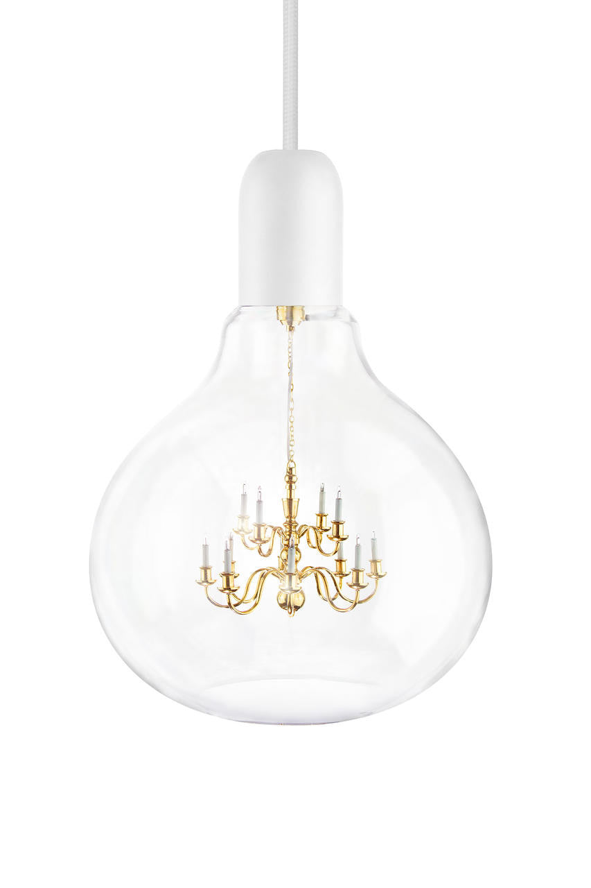 Mineheart King Edison Pendelleuchte Weiß Glas 15x21cm