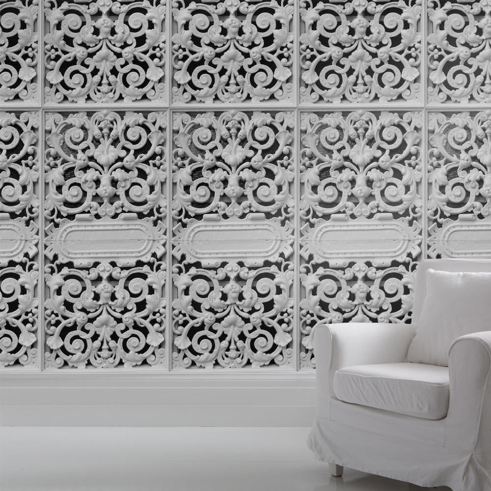 Mineheart Wallpaper Cast Iron Tapete Weiß 52cm Vliestapete