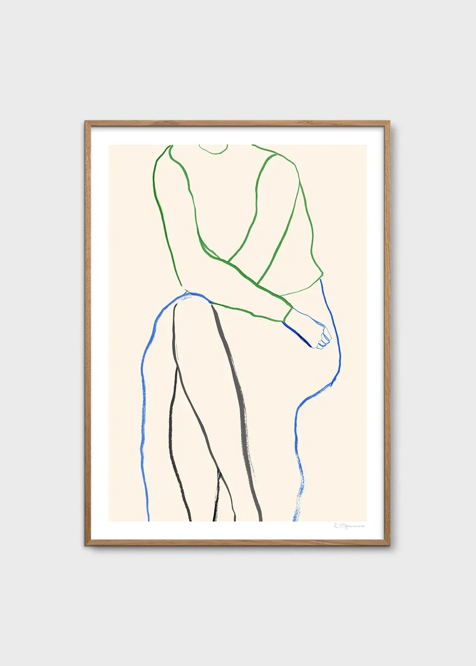 The Poster Club Sitting Poster 30x40 cm blau-grün