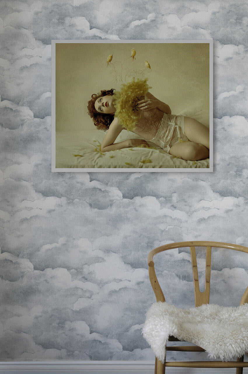 Mineheart Wallpaper Pale Grey Clouds Tapete Grau Wolken