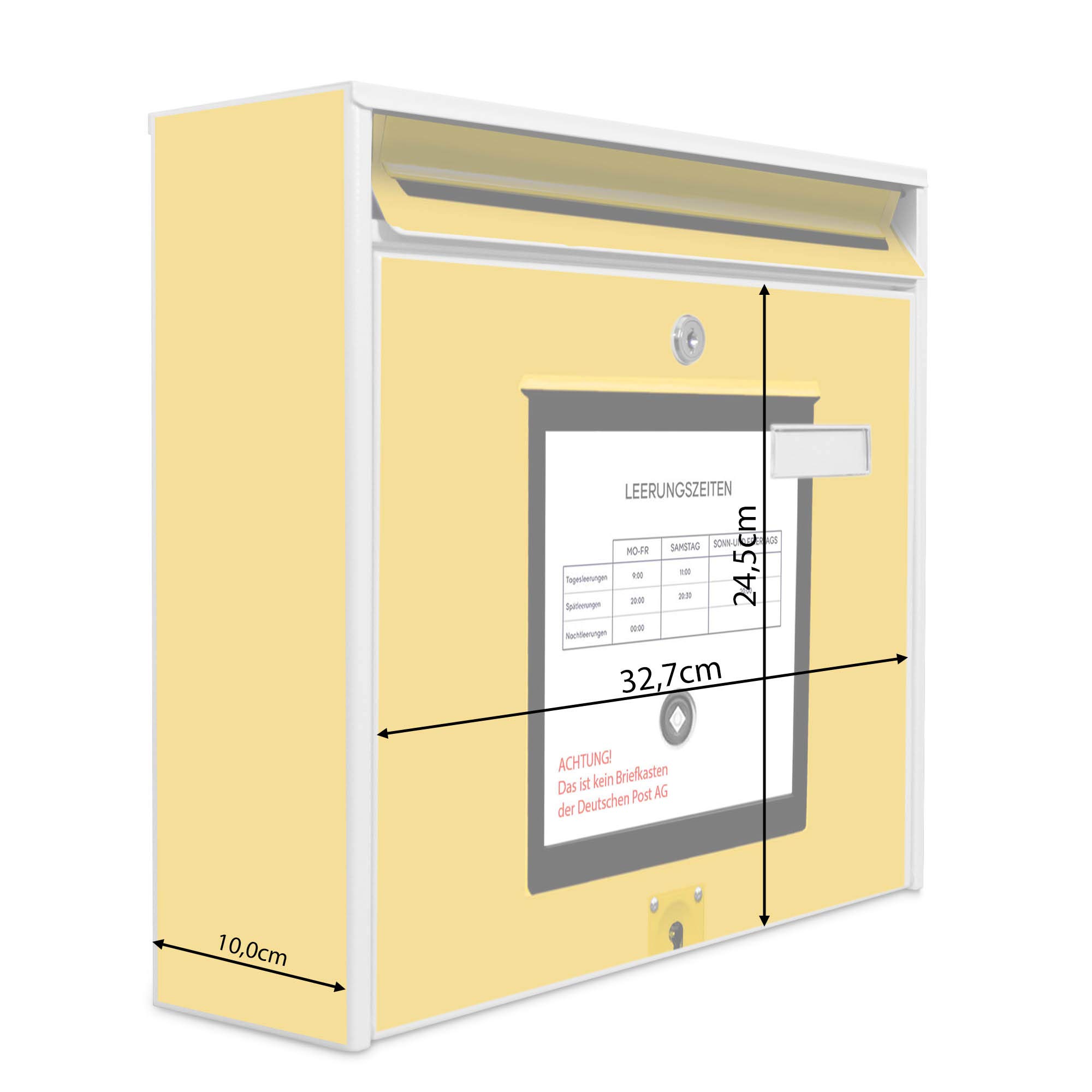 Banjado Briefkasten Post Gelb 32x36x10 cm Stahl schwarz