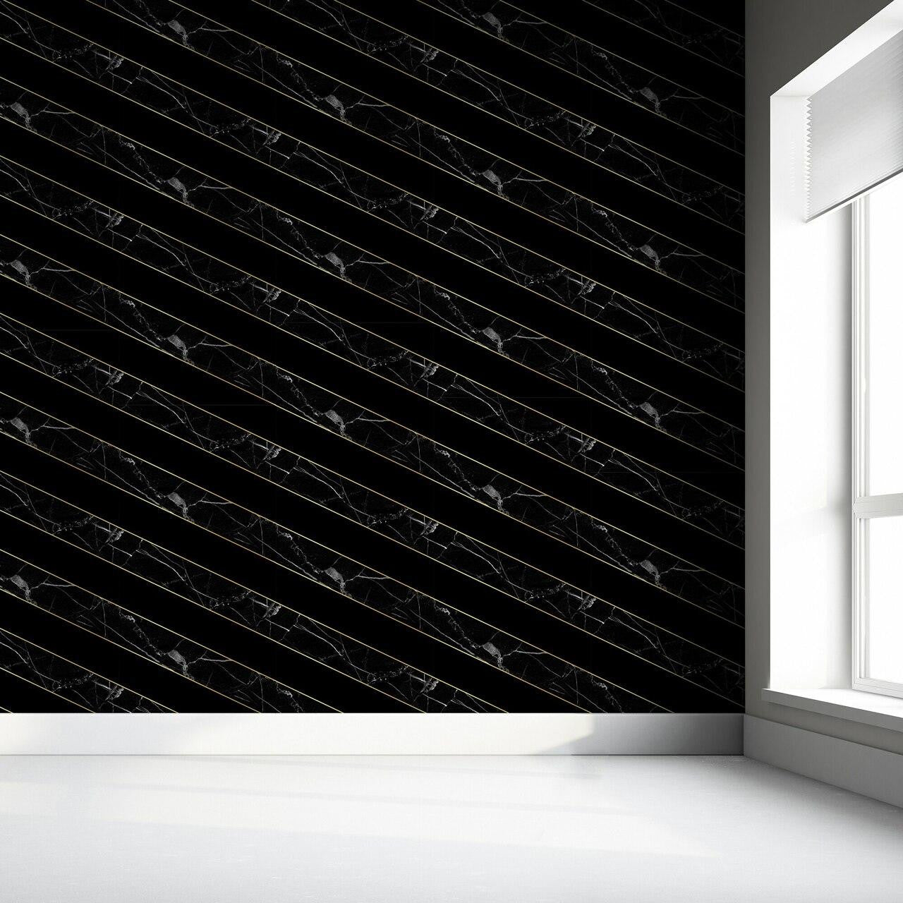 Mineheart Wallpaper Diagonal Marble Tapete Schwarz A3 Muster