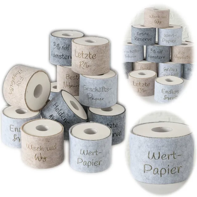 LS-LebenStil Wertpapier Klopapier Banderole Filz Blau-Grau