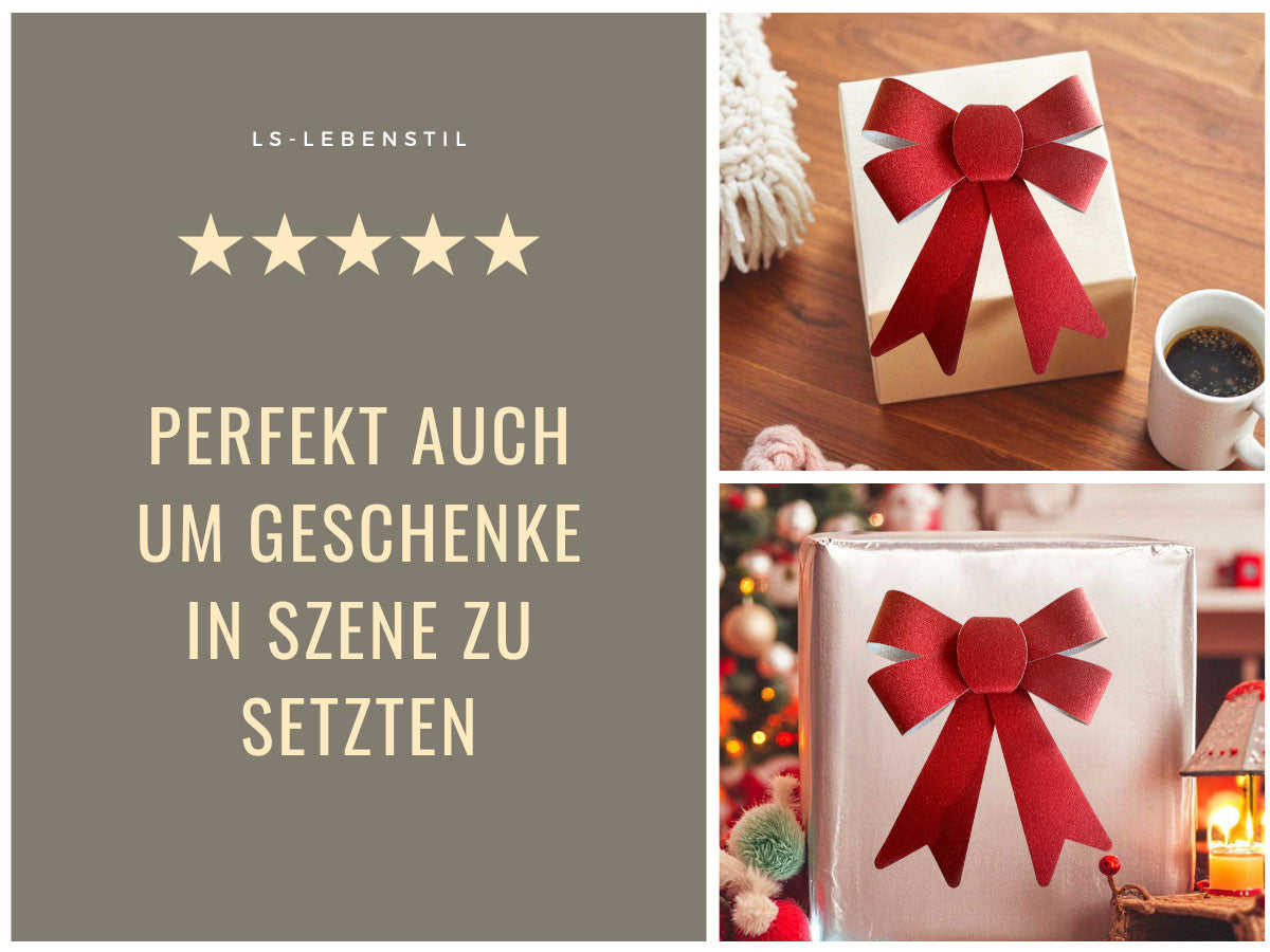 LS-LebenStil Möbel & Wohnen Weihnachtsschleife Rot 17cm 2er Set