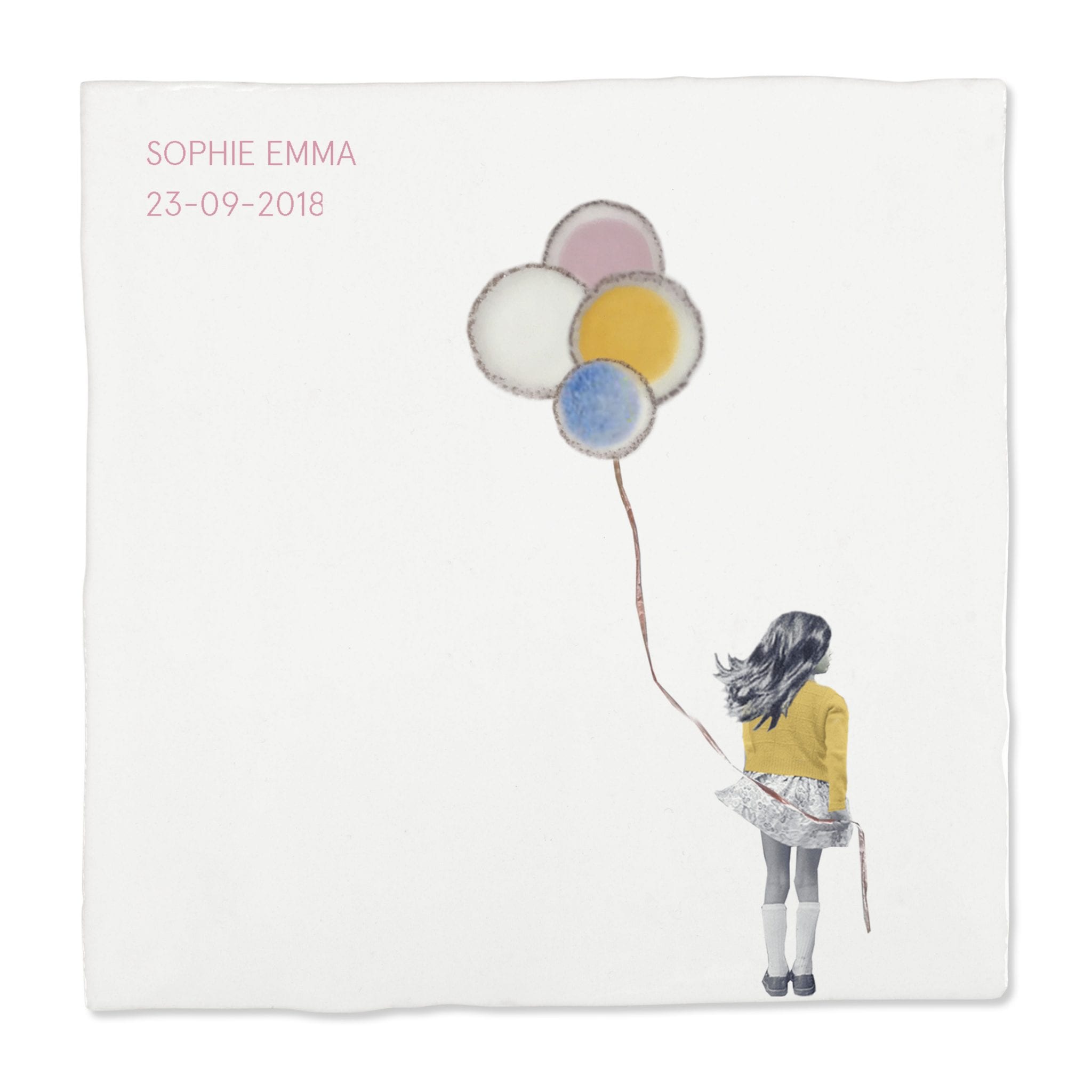 Storytiles Delft Blue Een wens ballon Fliese 10x10 cm personalisierbar