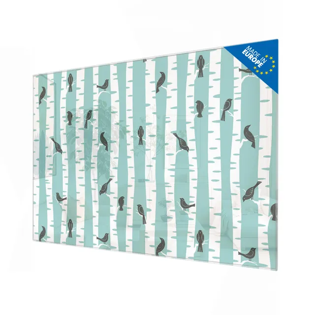 Banjado Magnettafel Stare und Birken Magnetboard 120x80 Vogel