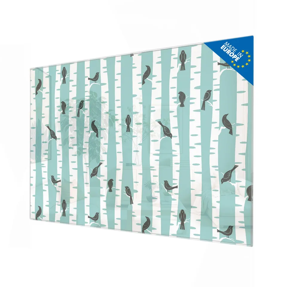 Banjado Magnettafel Stare und Birken Magnetboard 120x80 Vogel