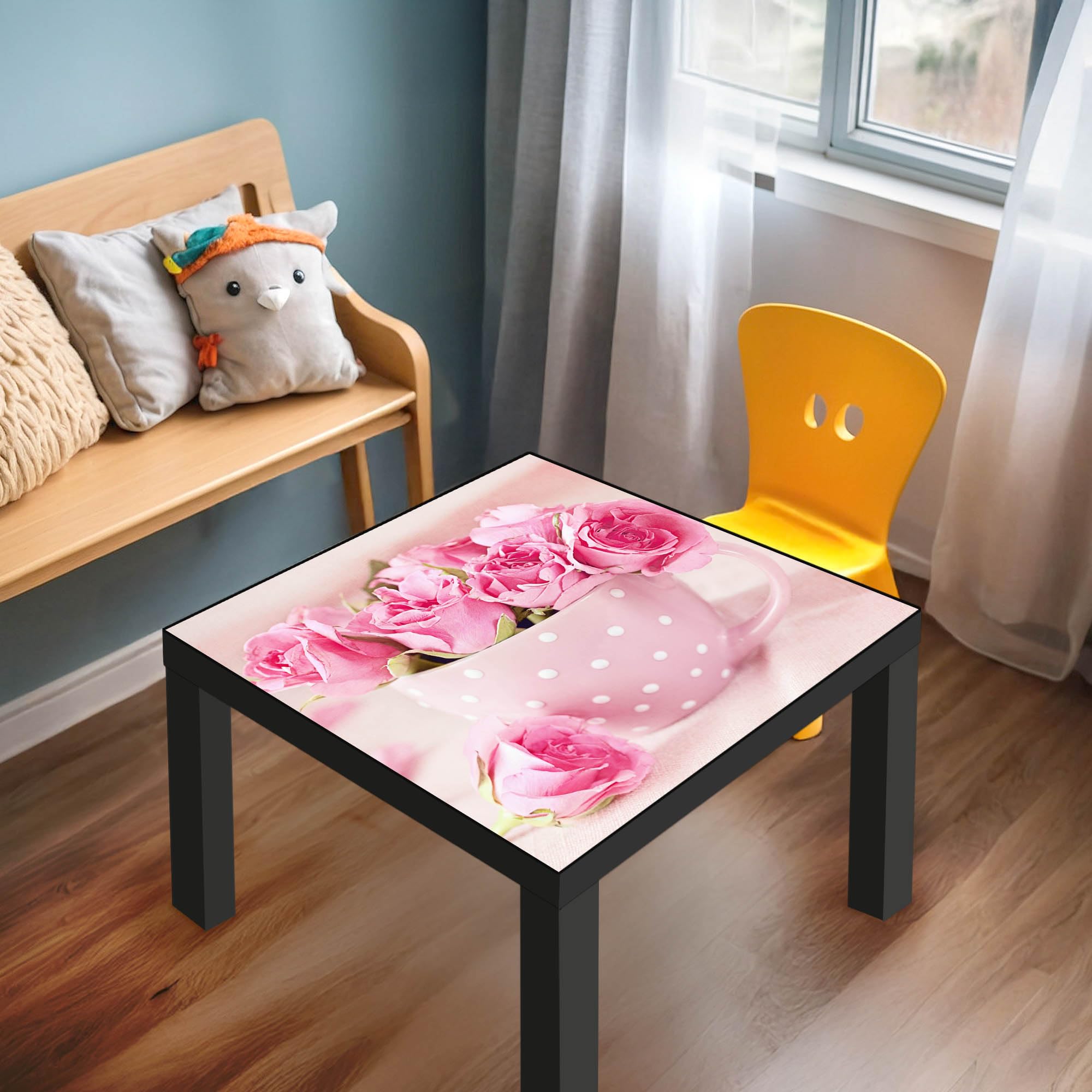 Banjado Möbelfolie Tischfolie Tasse Voll Rosen 55x55 Klebefolie
