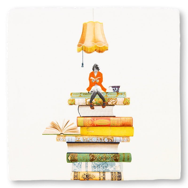 Storytiles Delft blue Boekenwurm Wandfliese S 10x10 cm Buch