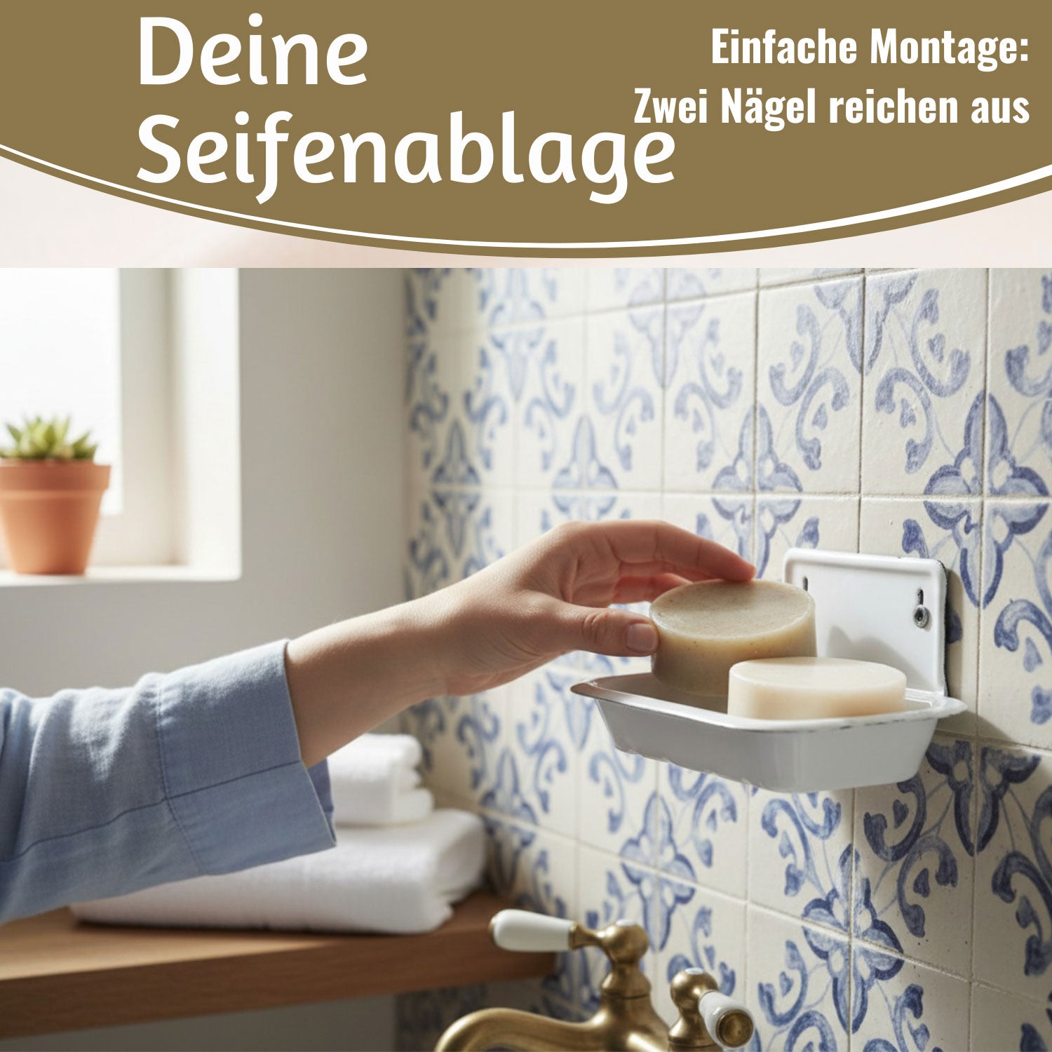 Ib Laursen Seifenschale Emaille weiß 16 cm Wandmontage
