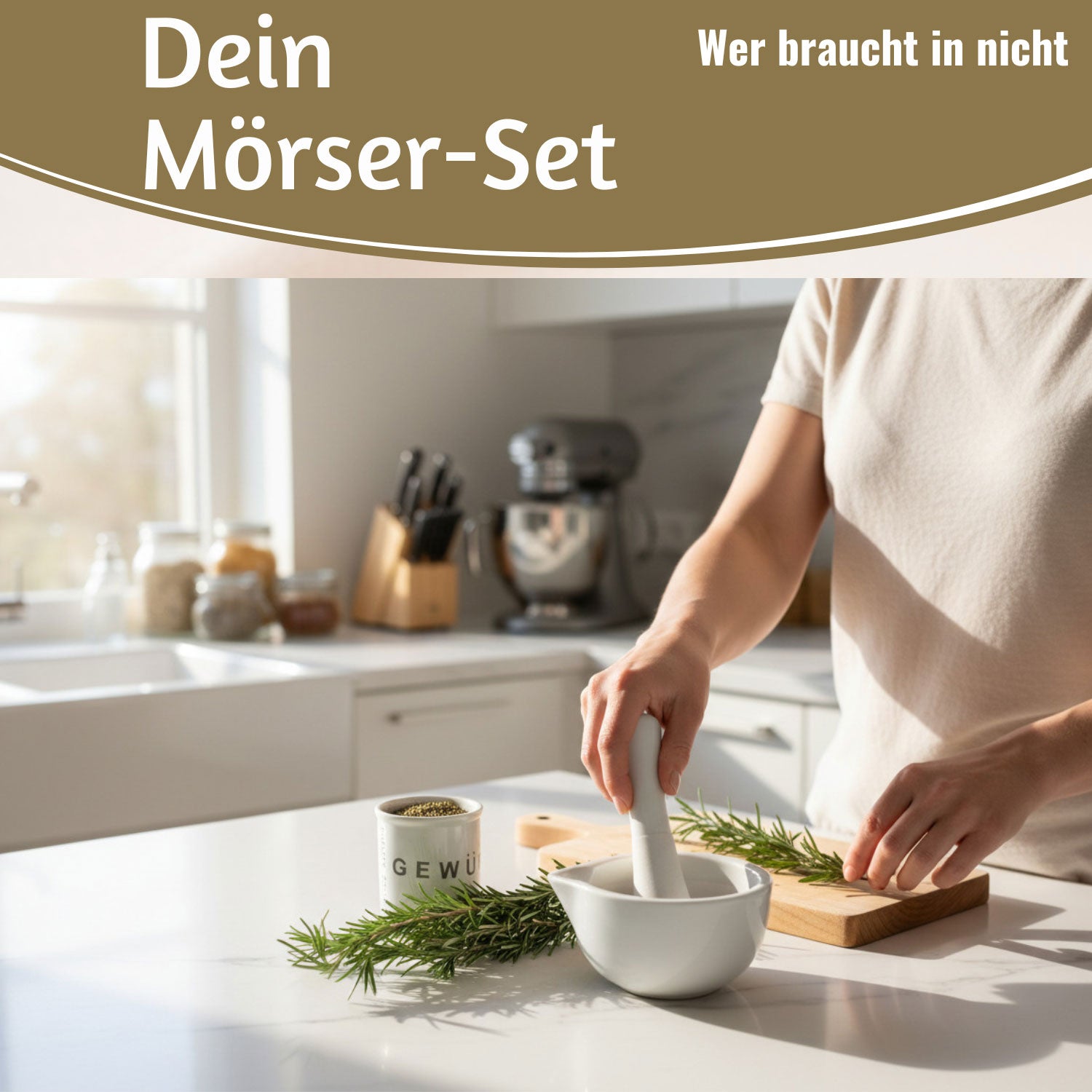 LS-LebenStil Küche & Haushalt Mörser mit Stößel Weiß Keramik Ø12cm