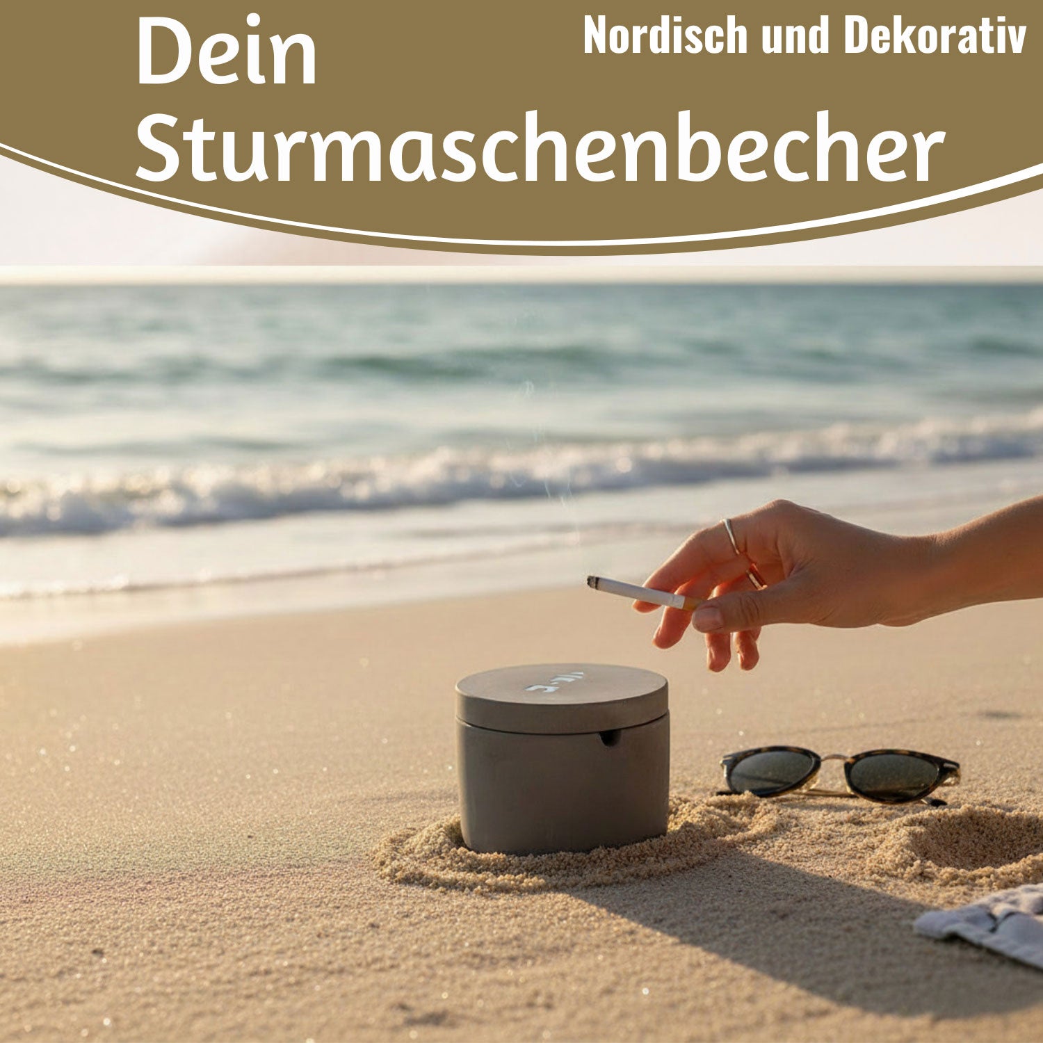 LS-LebenStil Sturmaschenbecher Leuchtturm grau 9x7cm Beton