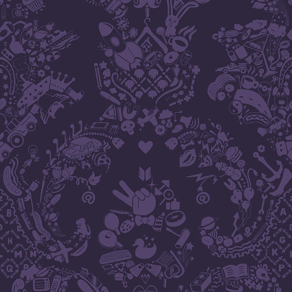 Mineheart Wallpaper New World Damask Tapete Lila 52 cm