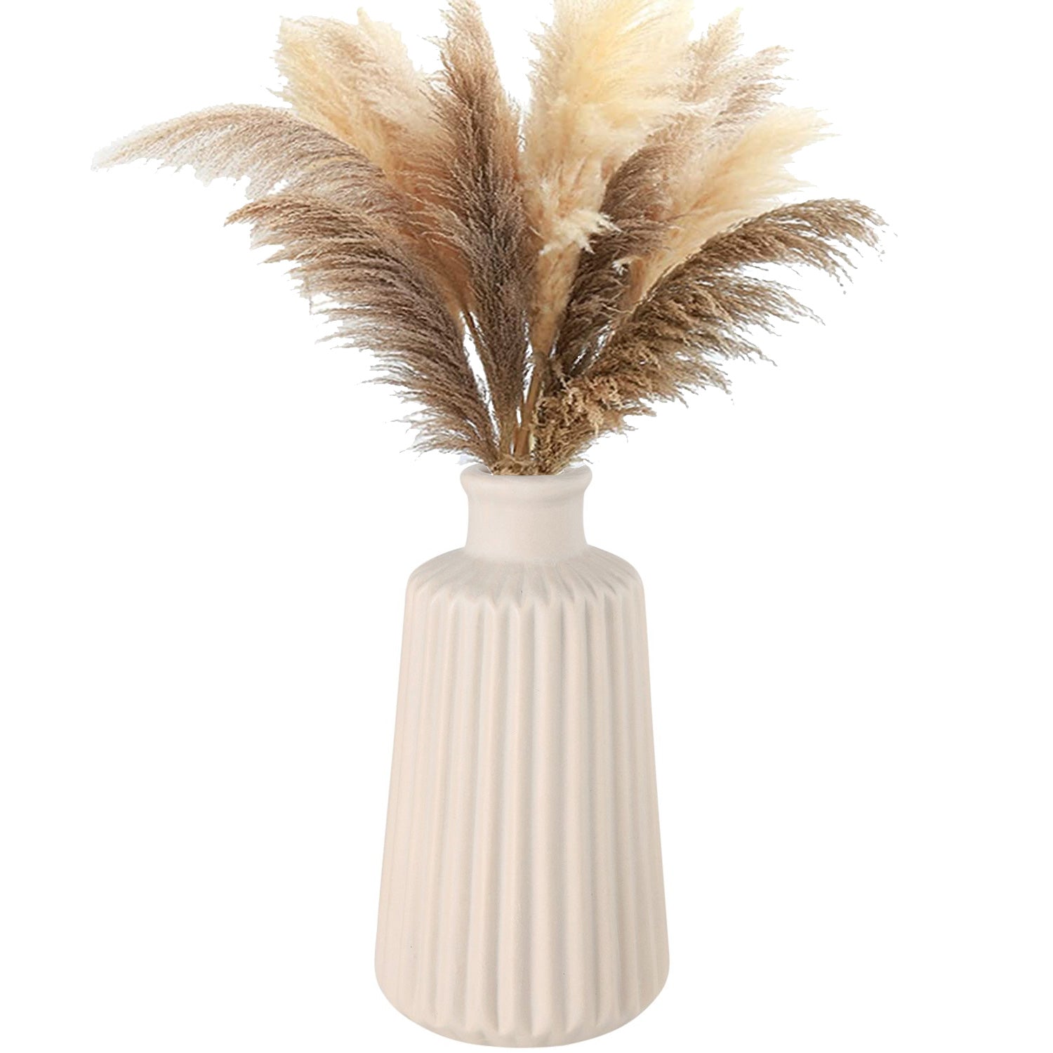 LS-LebenStil Oslo Blumenvase 2er Set Creme 18cm Keramik