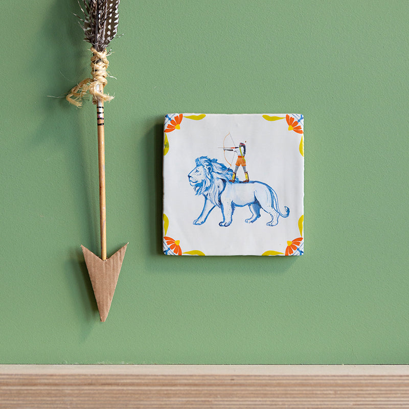 StoryTiles Delft Blue The warrior in me Fliese S 10x10 cm Löwe
