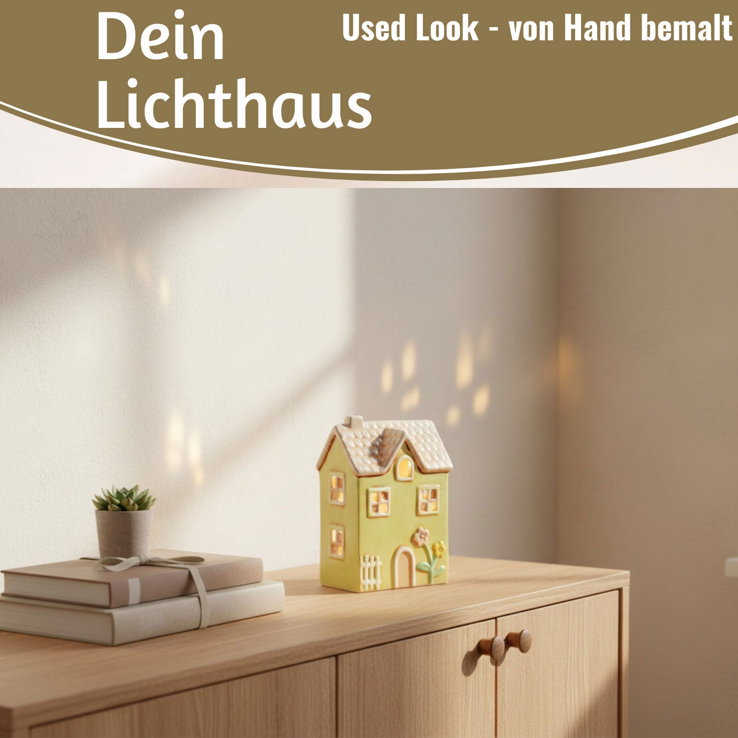 LS-LebenStil Nyhavn Lichthaus Keramik grün 19 cm