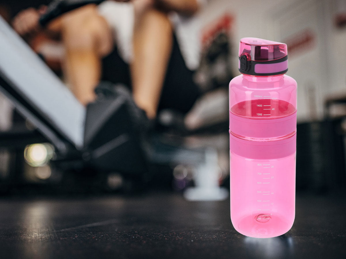 LS-LebenStil Küche & Haushalt XL Sportflasche 1500ml Rot Pink Klappdeckel