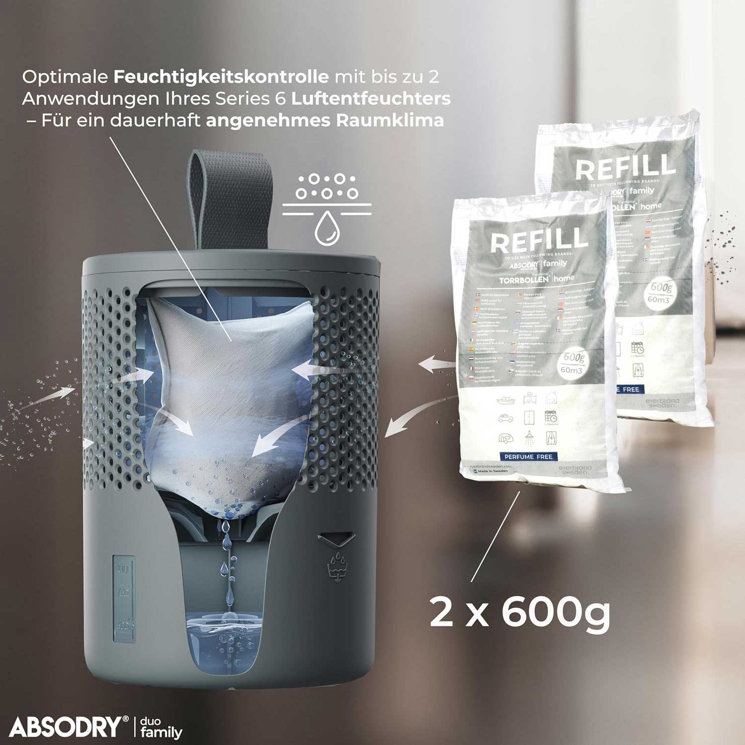 Absodry Series 6 Nachfüllpack Granulat 2x600g Vliesbeutel
