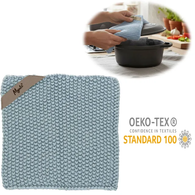 LS-LebenStil Mynte Topflappen 22cm Blau Baumwolle OEKO-TEX