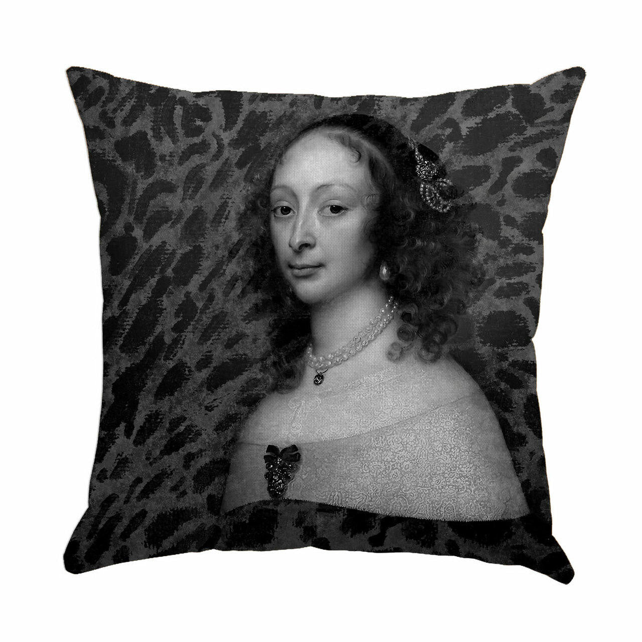 Mineheart Leopard Lady 1 Kissen Grau Canvas 46x46cm
