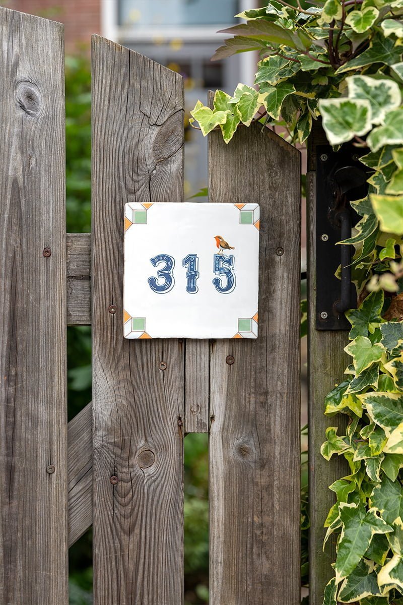 Storytiles Delft Blue 't Roodborstje telt Fliese 10x10 personalisierbar