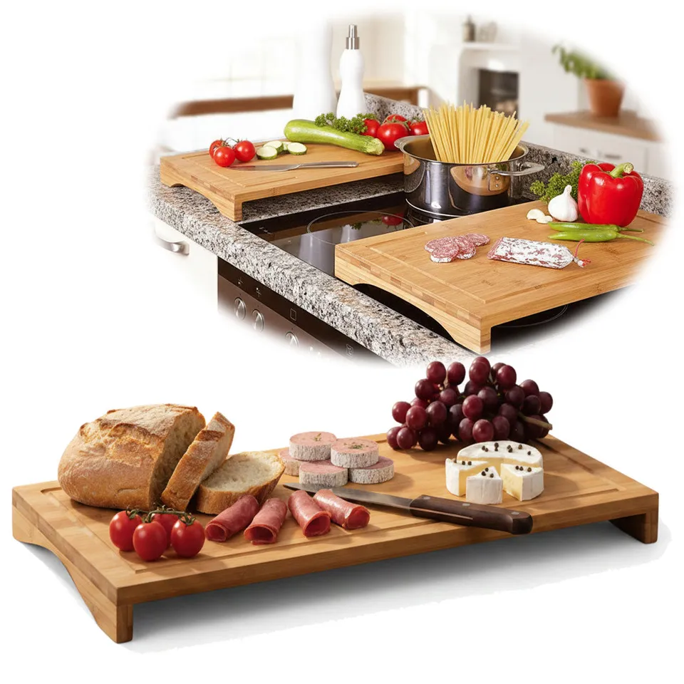 LS-LebenStil Küche & Haushalt Schneidebrett Bambus 54x28cm Saftrille