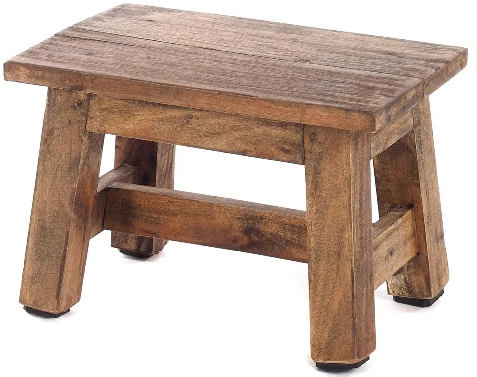 LS-LebenStil Möbel & Wohnen Fußhocker Holz Braun 30cm