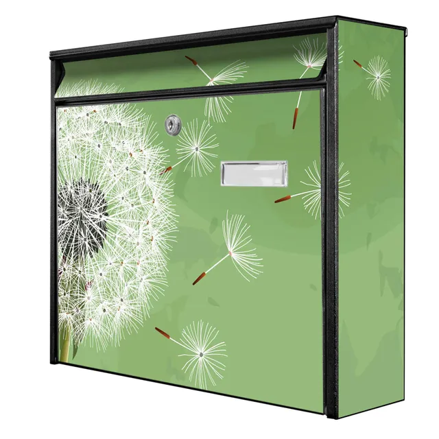 Banjado Briefkasten Pusteblume 3 Schwarz A4 ohne Zeitungsfach