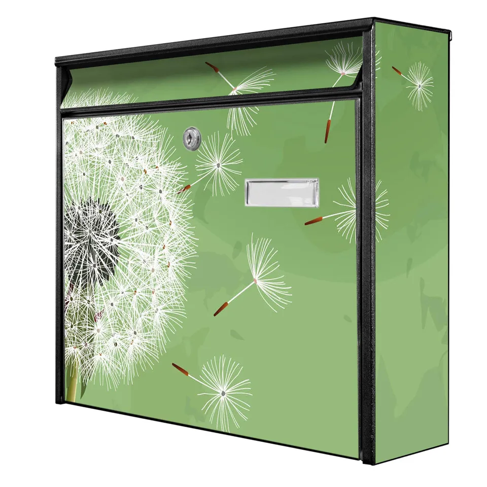 Banjado Briefkasten Pusteblume 3 Schwarz A4 ohne Zeitungsfach
