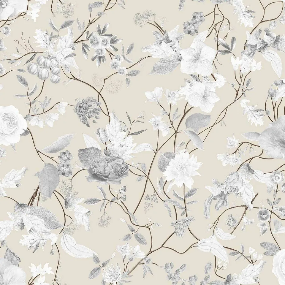 Mineheart Meadow Flower Tapete Blume taupe 52cm Vlies