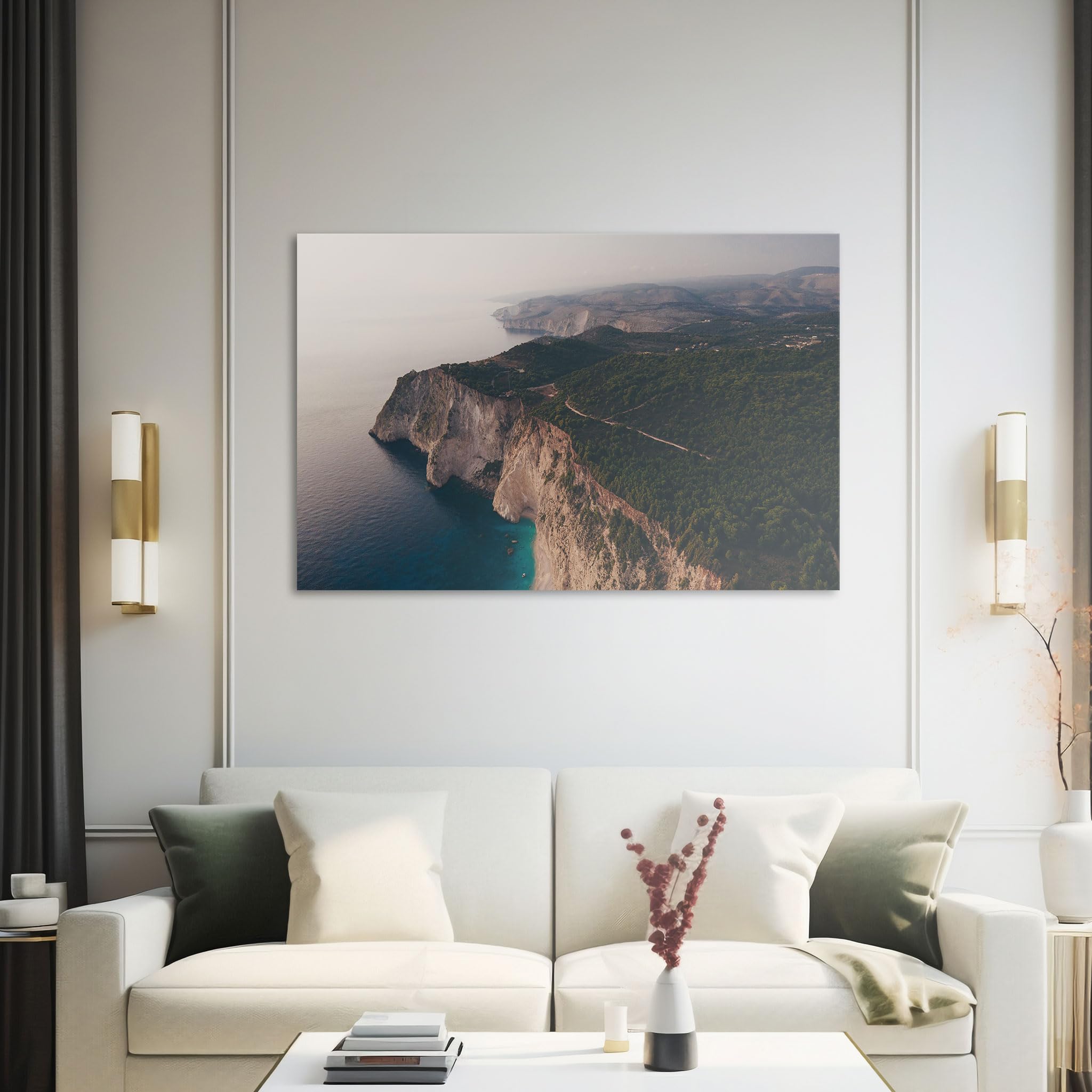 Hustling Sharks Wandbilder Weite Küstenlandschaft Leinwand 40x30 cm Abendlicht