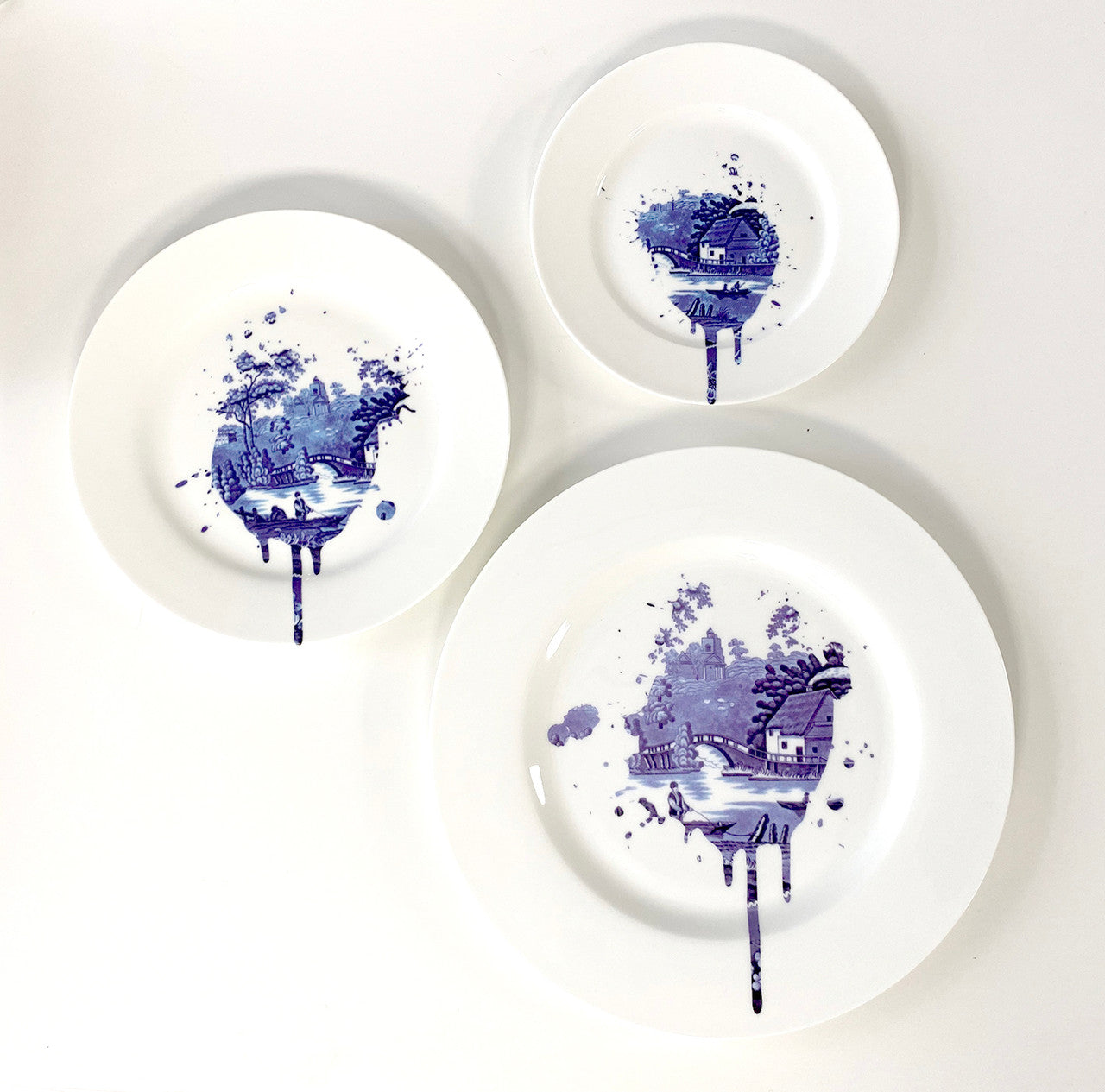 Mineheart Undercover Antique Teller Bone China Blau-Weiß