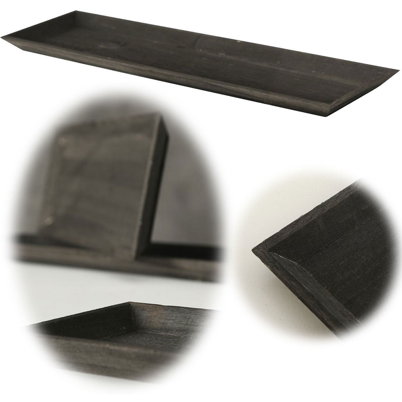 LS-LebenStil Sylt Deko-Tablett 55x16cm shabby schwarz Holz
