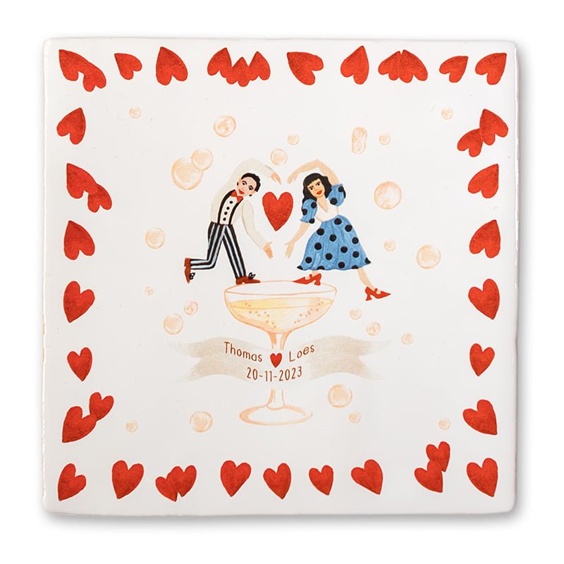 Storytiles Delft blue Proost op de liefde Fliese S 10x10 cm Liebe