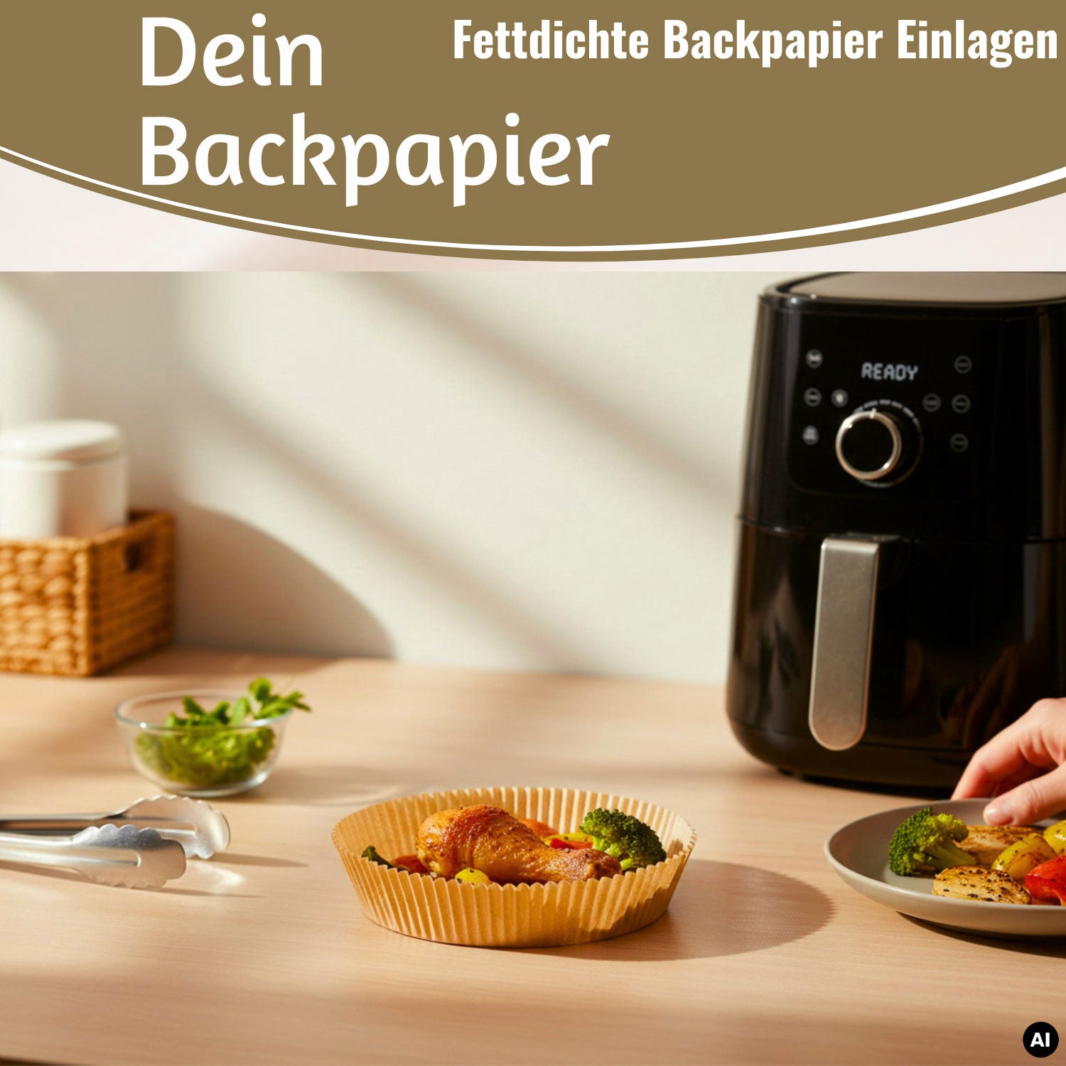 LS-LebenStil Backpapier Rund 16cm 100 Stück Airfryer FSC
