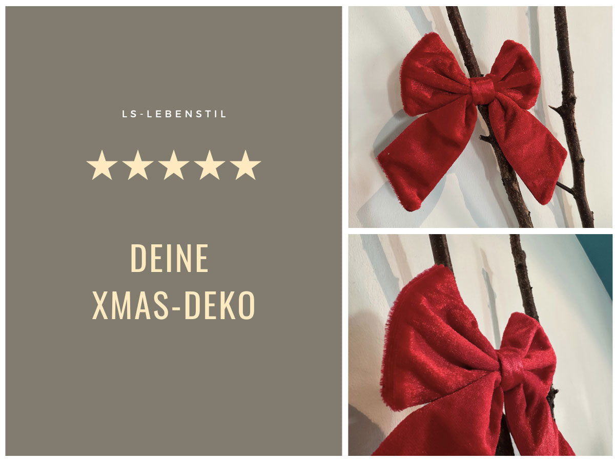 LS-LebenStil XL Weihnachtsschleife Samt Rot 2er Set 17cm