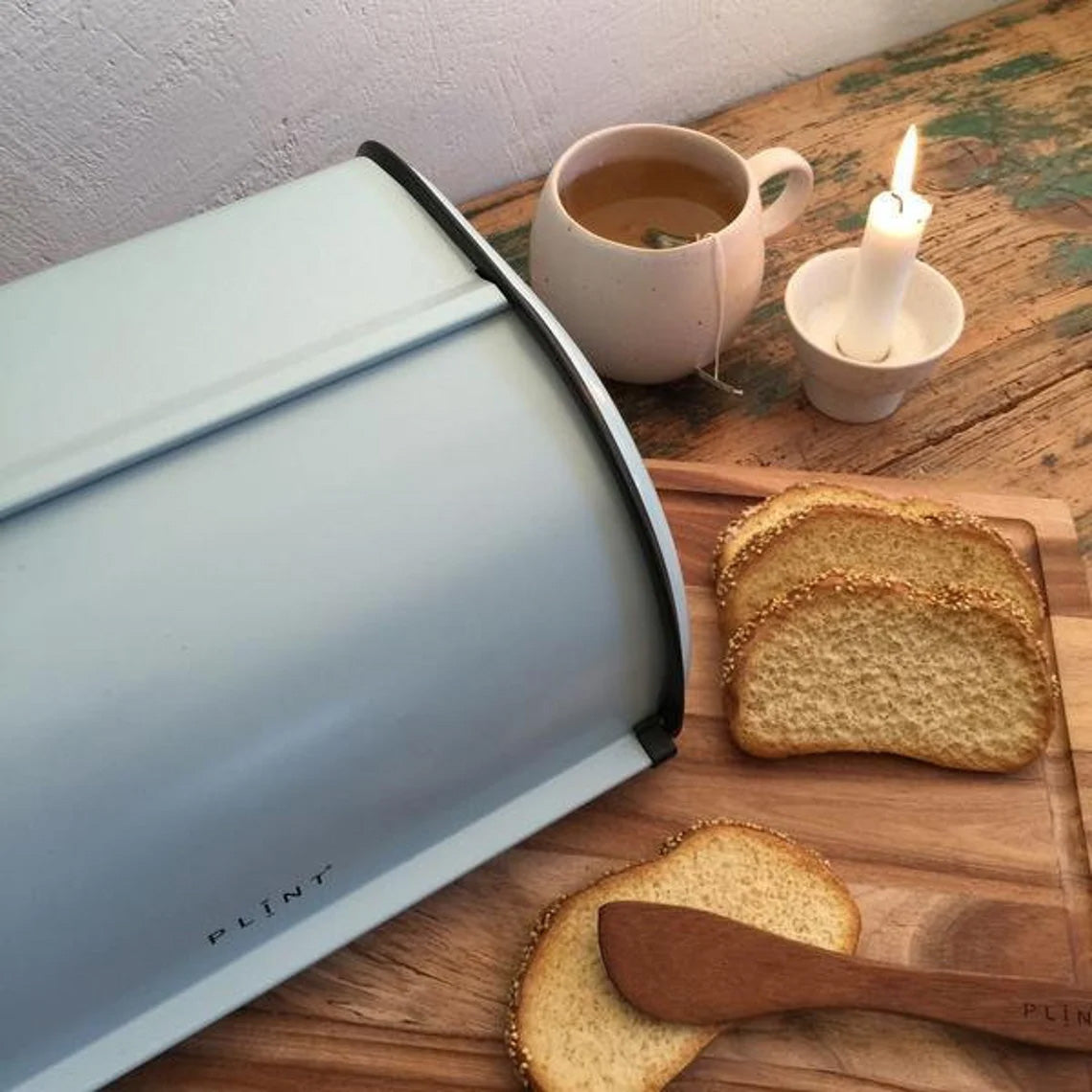 LS-LebenStil Küche & Haushalt Brotkasten Ice Blau 34cm Metall