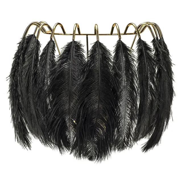 Mineheart Feather Wandleuchte Schwarz Federn Gold 45 cm