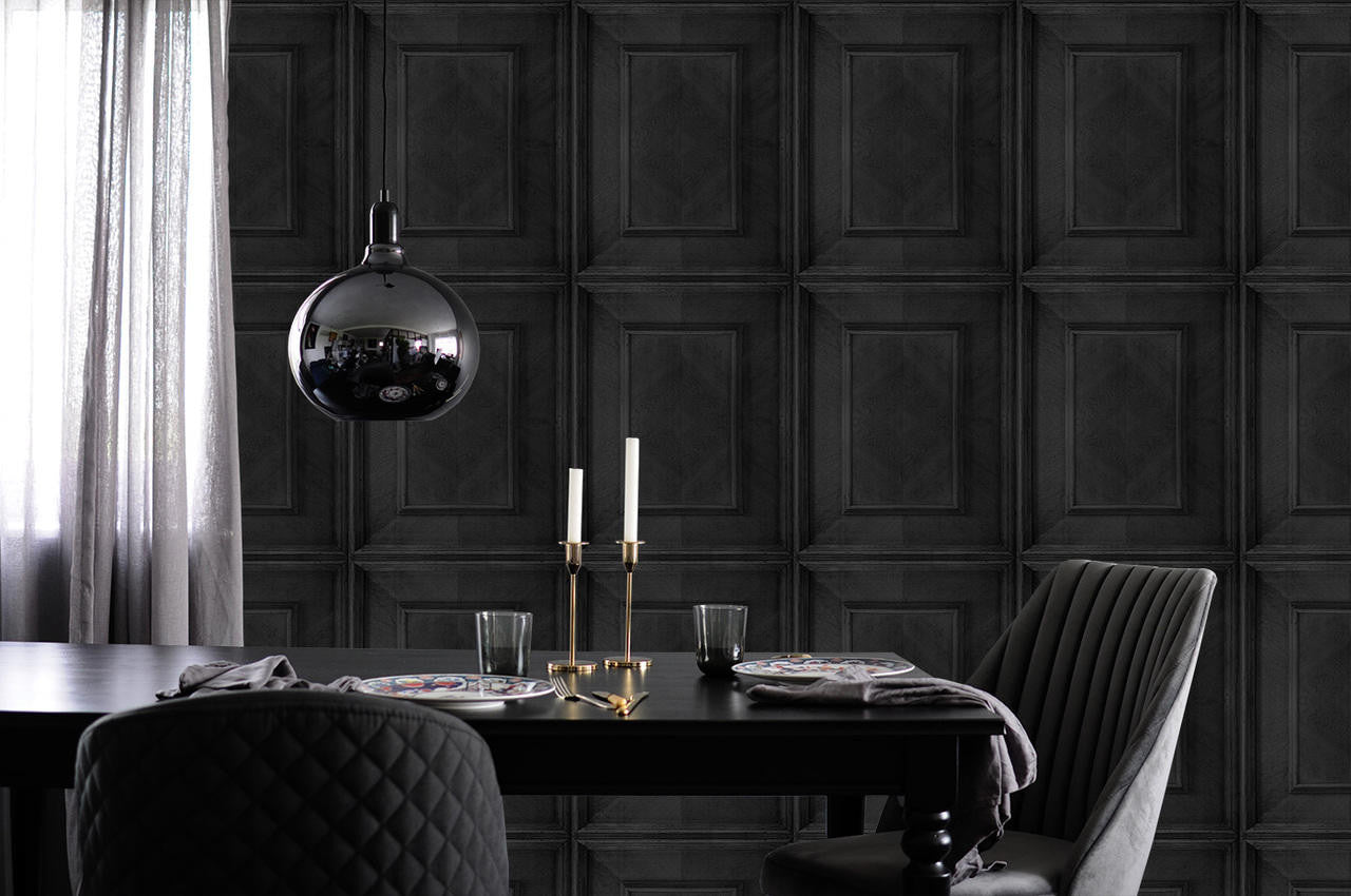 Mineheart Wallpaper Dutch Inlay Tapete Charcoal Paneel